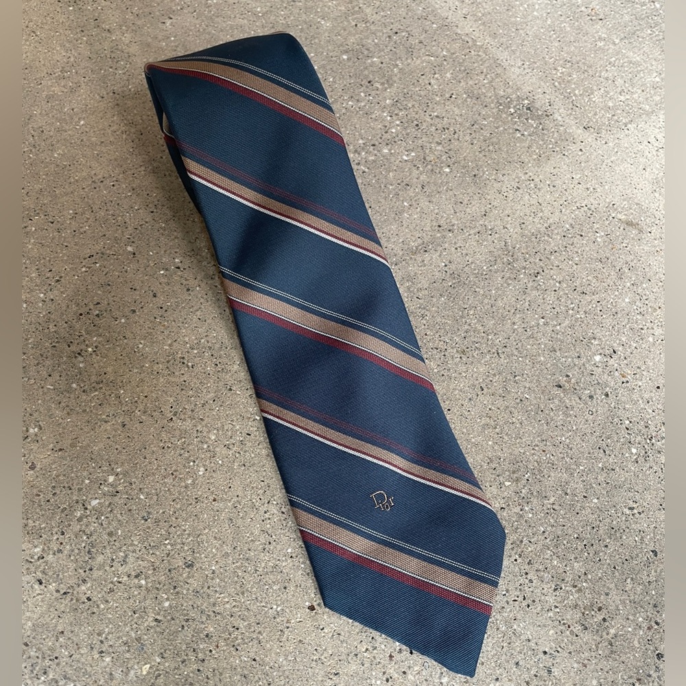 Vintage Dior Men’s Necktie, Blue Stripe 57”, designer tie